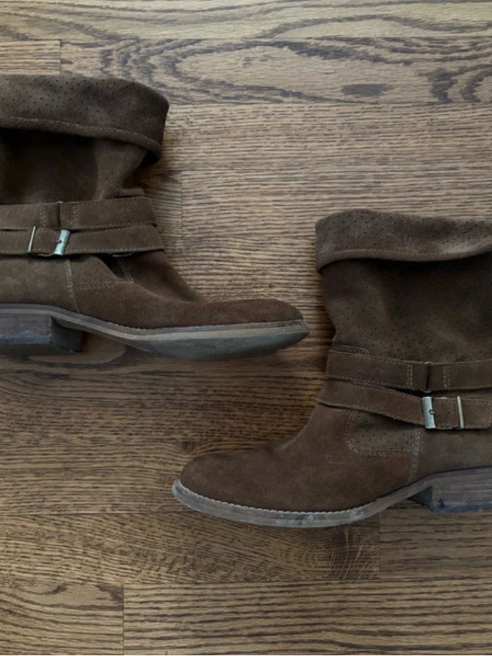 crown vintage brown suede buckle boots - Picture 6 of 10